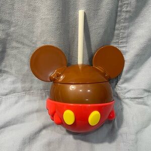 NEW Disney Parks Disney Eats Collection Mickey Mouse Candy Apple Sipper w/ Straw